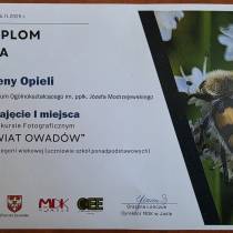 Sukces w Biologicznym Konkursie Fotograficznym „Świat owadów” i „Świat pajęczaków”.