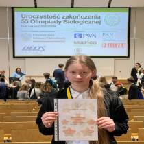 Kolejny sukces w Olimpiadzie Biologicznej -  Małgorzata Ziaja finalistką etapu centralnego 55 edycji olimpiady !!! 